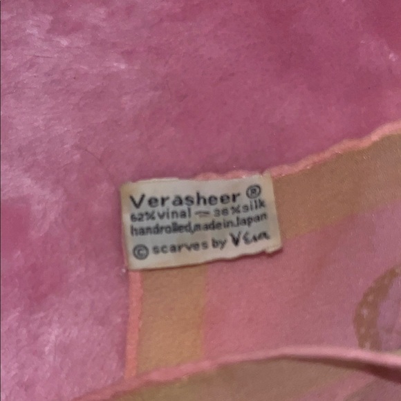 Verasheer Silk Vintage Sheer Pink Butterfly Print Scarf - Picture 5 of 5